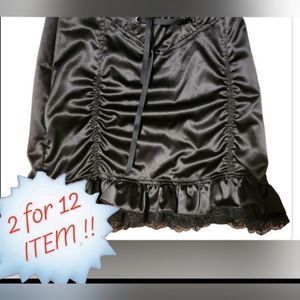 Mini Skirt Gothic High Waist Criss Cross Lace Up Ruffle Trim Short Pencil Skirt
